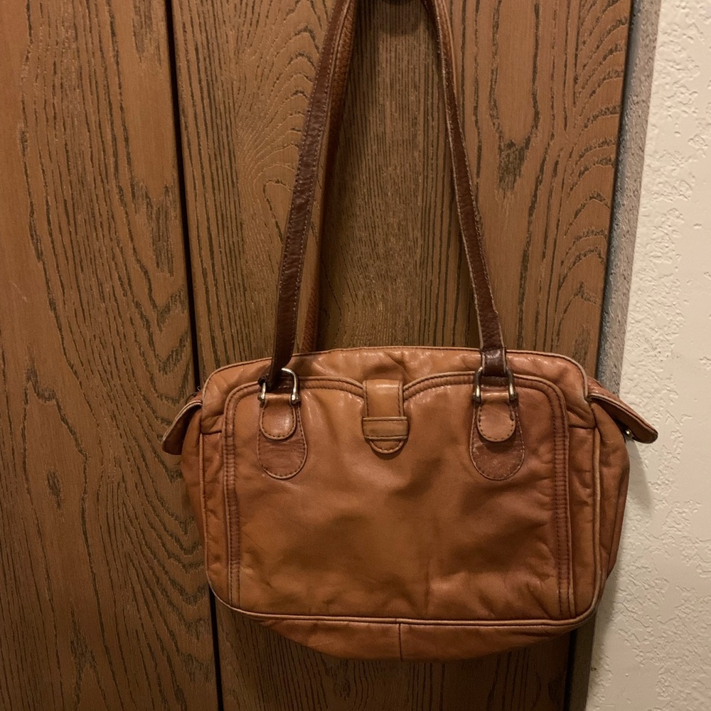 Vintage Dayton’s Warm Brown Leather Boho Purse 1970s Uruguay Leather